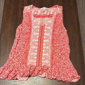 Women's Red Paisley Sleeveless Top